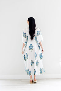 Block print Cotton Kaftan, Loose Cotton Dress, Plus Size Kaftan Dress