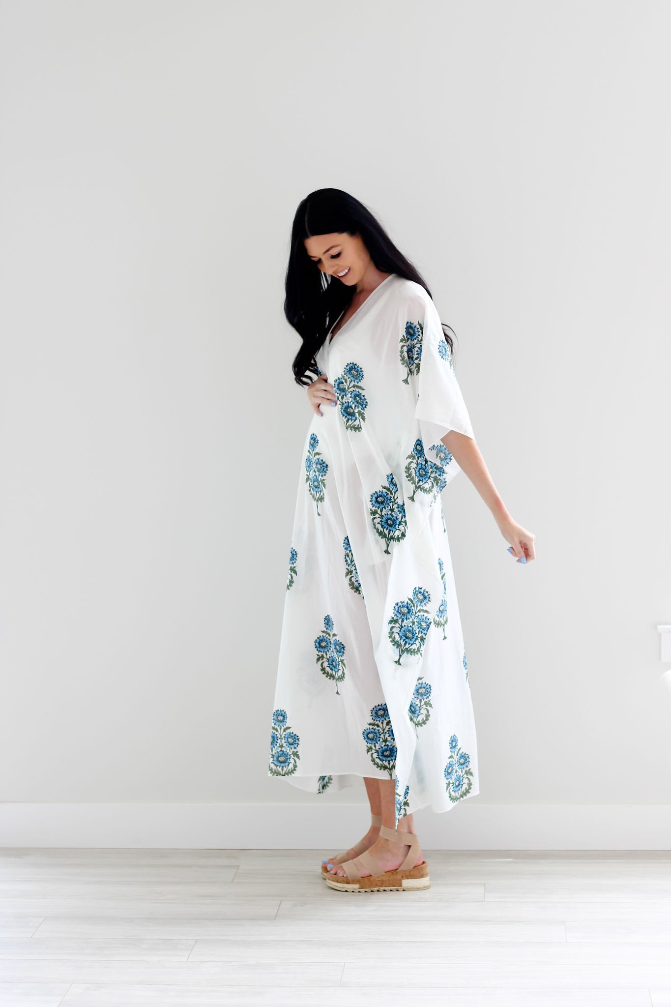 Block print Cotton Kaftan, Loose Cotton Dress, Plus Size Kaftan Dress