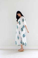 Load image into Gallery viewer, Block print Cotton Kaftan, Loose Cotton Dress, Plus Size Kaftan Dress
