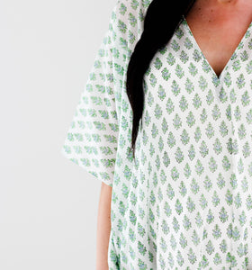 mulmul cotton caftan in spring print