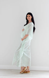 mulmul cotton caftan in spring print