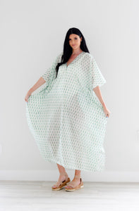 mulmul cotton caftan in spring print