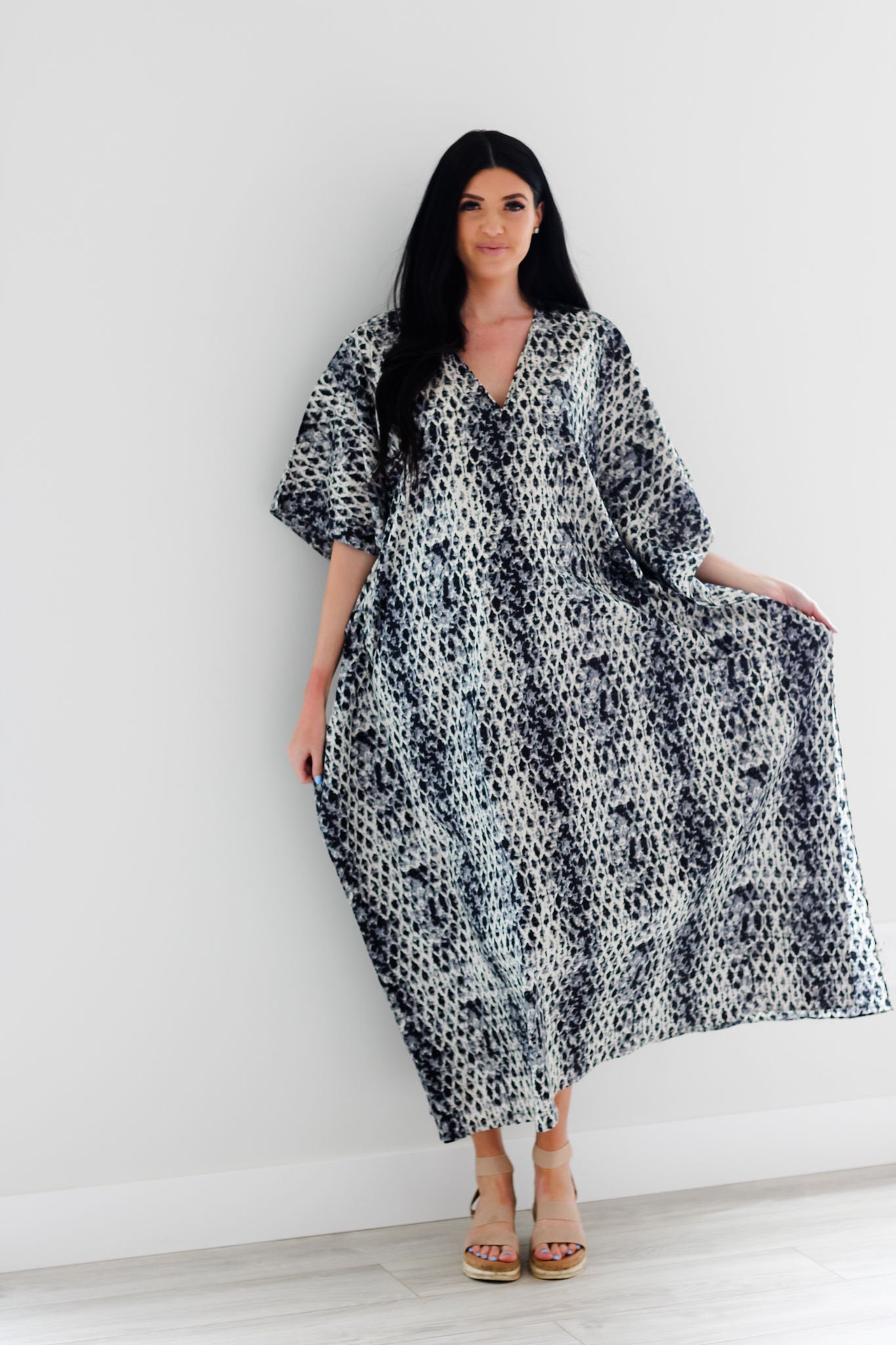 snakesskin cotton caftan dress