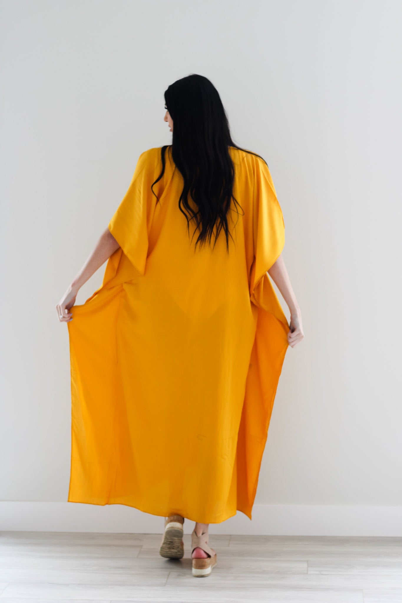 Golden Yellow Kaftan Dress, Maxi Cotton Caftan, Plus Size Kaftan Dress, Maternity Dress