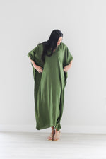 Load image into Gallery viewer, Olive Green Kaftan Dress, Plus Size Caftan Dress, Black Maxi Dress, Plus Size Cotton Kaftan

