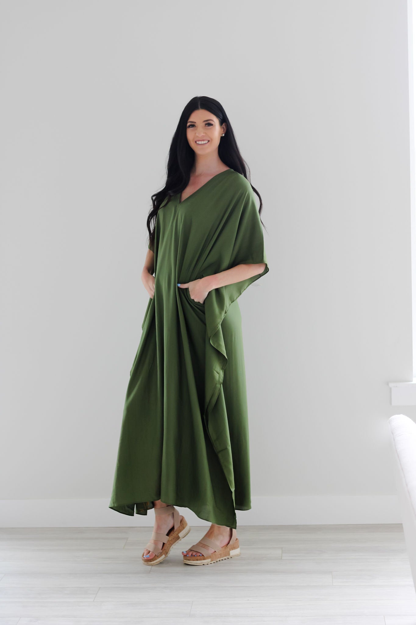 Olive Green Kaftan Dress, Plus Size Caftan Dress, Black Maxi Dress, Plus Size Cotton Kaftan