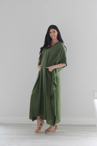 Olive Green Kaftan Dress, Plus Size Caftan Dress, Black Maxi Dress, Plus Size Cotton Kaftan