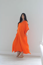 Load image into Gallery viewer, Orange Kaftan Dress, Plus Size Caftan Dress, Kaftan for Women, Maternity Dress
