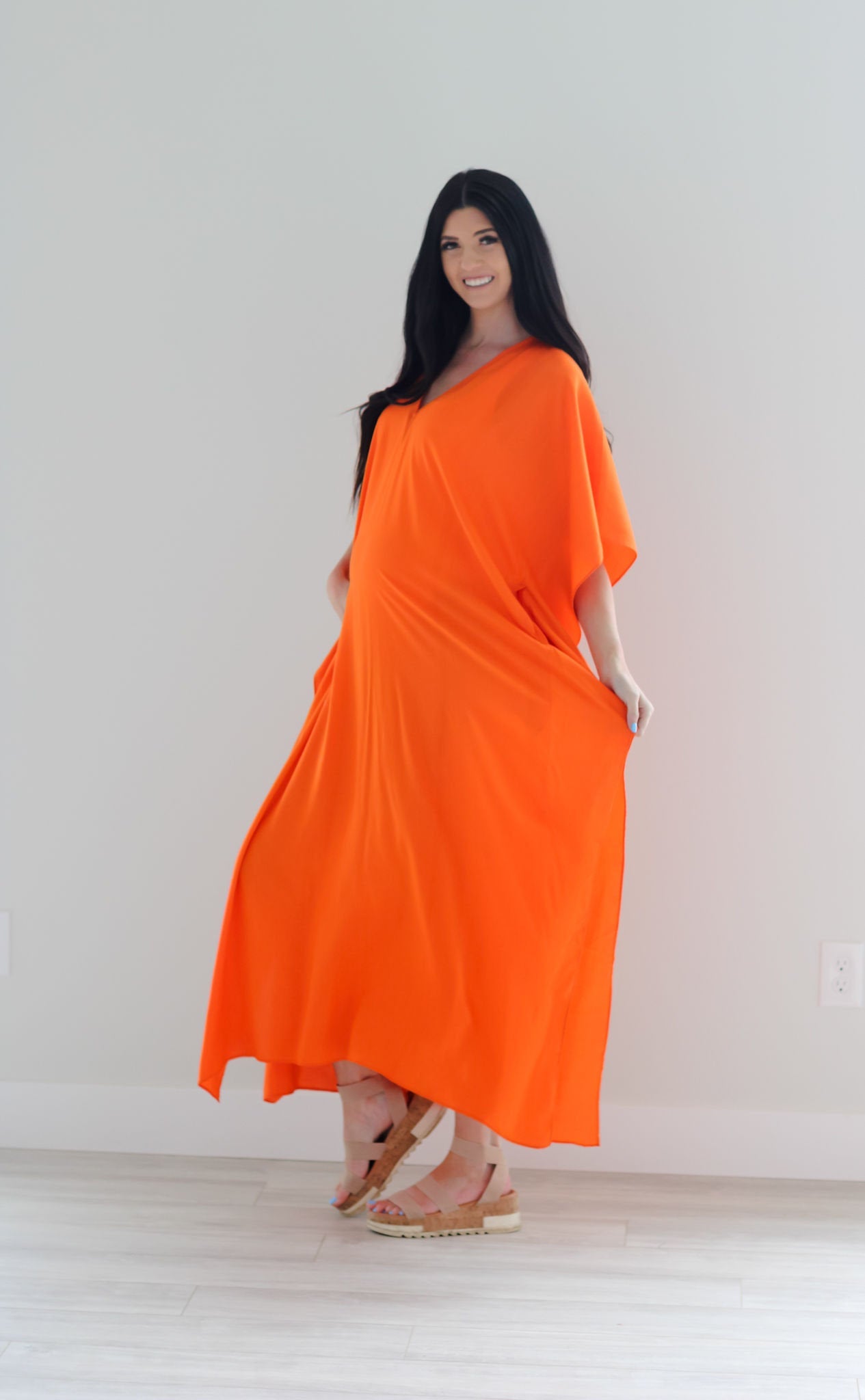 KaftanBuzz Orange Kaftan Dress Plus Size Caftan Dress Kaftan for Women Maternity Dress Plus Size