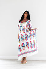 Load image into Gallery viewer, white lounge caftan dress for women
