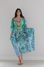 Load image into Gallery viewer, Kaftan Print Dress, Oriental Kaftan Dress, African Kaftan, Ethnic Kaftan Dress
