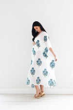 Load image into Gallery viewer, Block print Cotton Kaftan, Loose Cotton Dress, Plus Size Kaftan Dress
