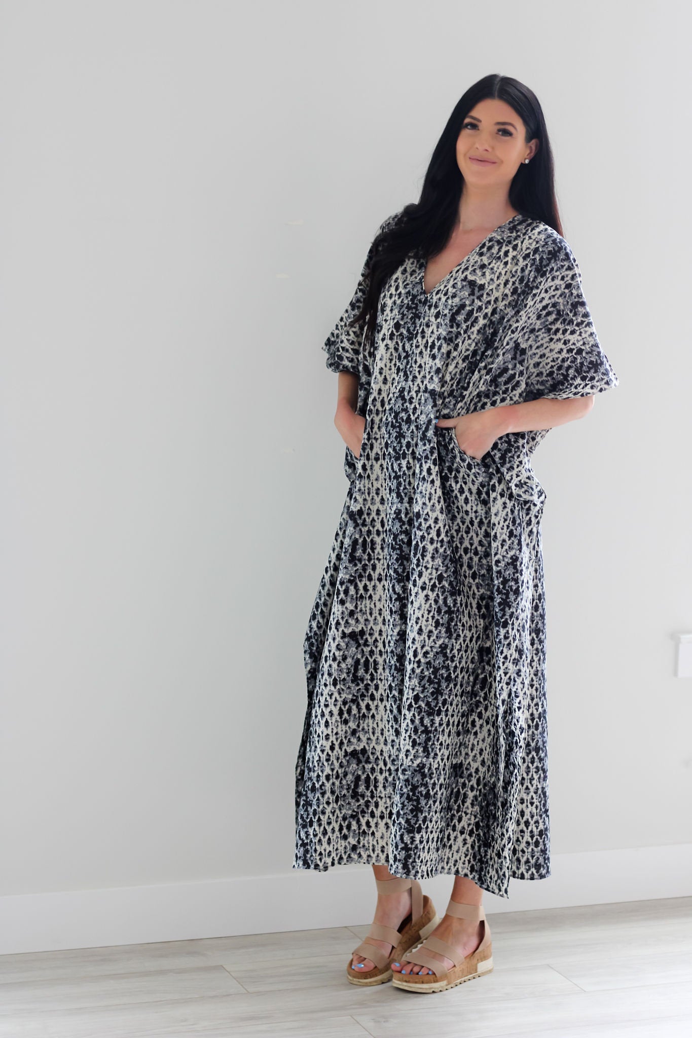 snakesskin cotton caftan dress