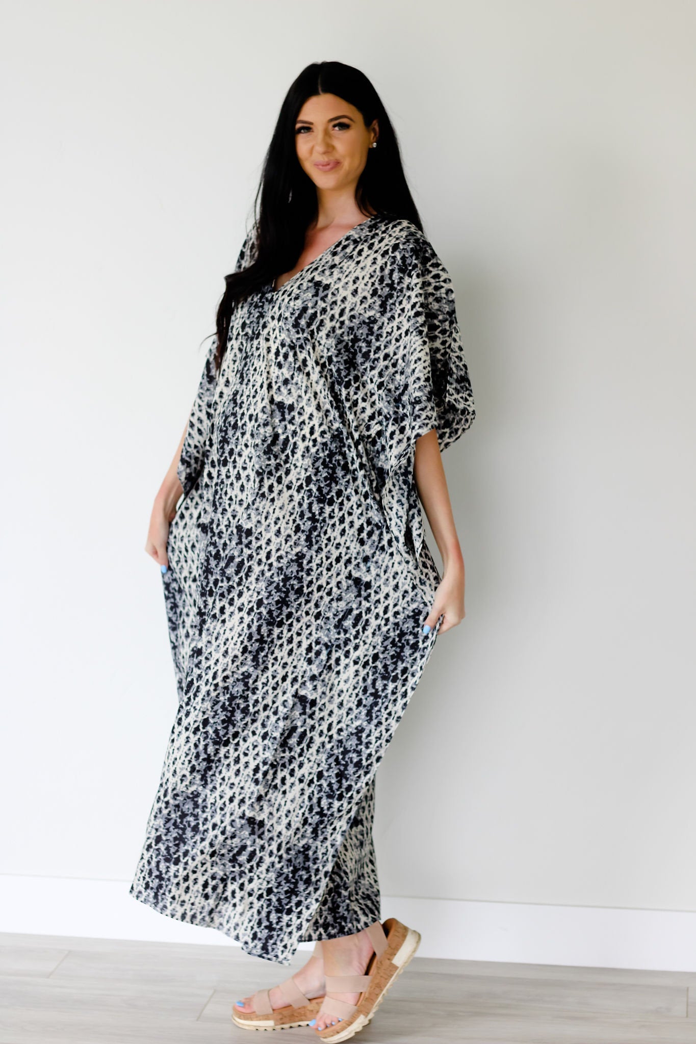 snakesskin cotton caftan dress