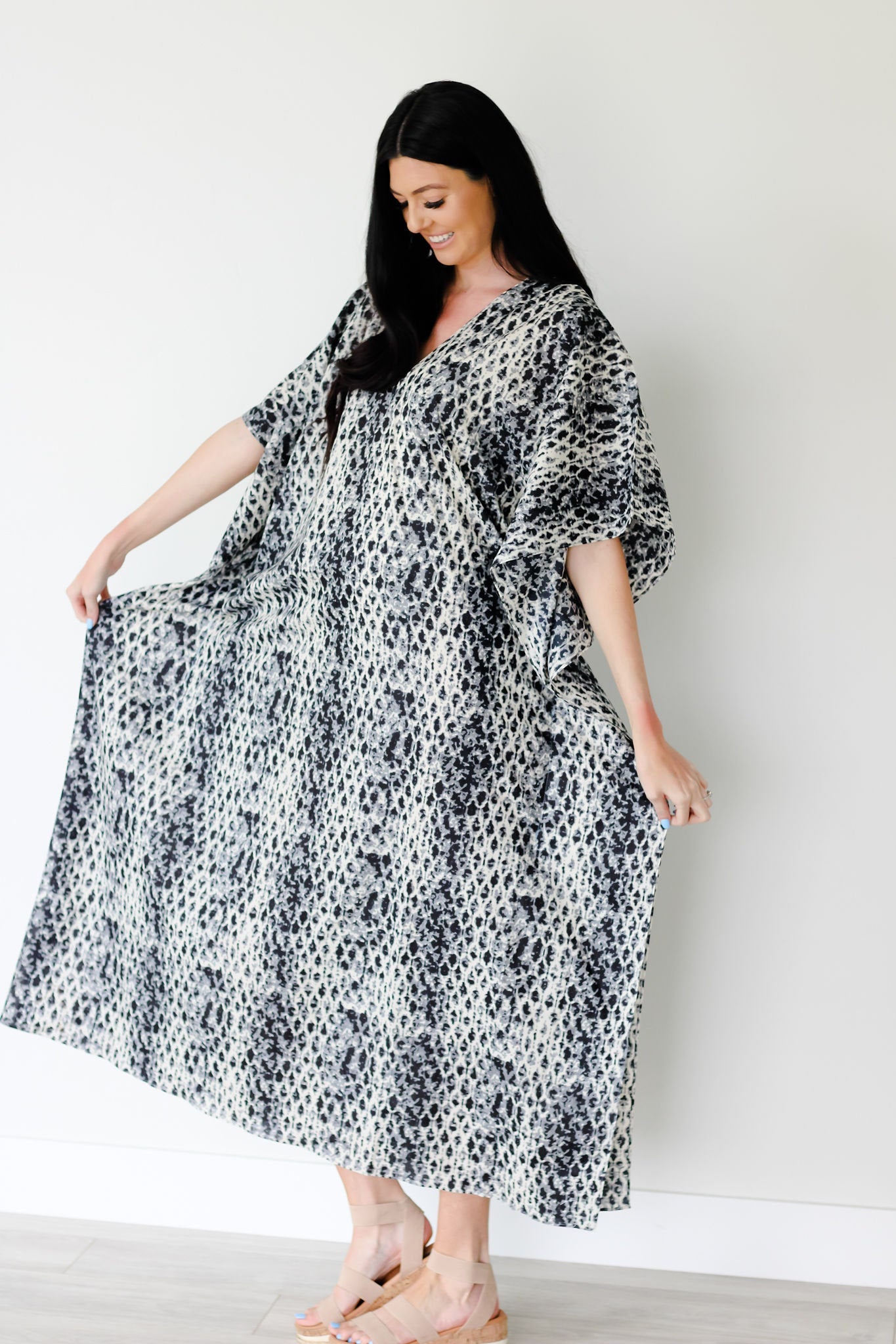 snakesskin cotton caftan dress
