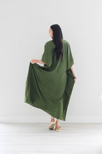 Load image into Gallery viewer, Olive Green Kaftan Dress, Plus Size Caftan Dress, Black Maxi Dress, Plus Size Cotton Kaftan

