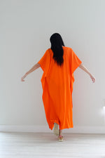 Load image into Gallery viewer, Orange Kaftan Dress, Plus Size Caftan Dress, Kaftan for Women, Maternity Dress
