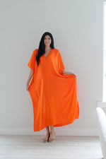 Load image into Gallery viewer, Orange Kaftan Dress, Plus Size Caftan Dress, Kaftan for Women, Maternity Dress
