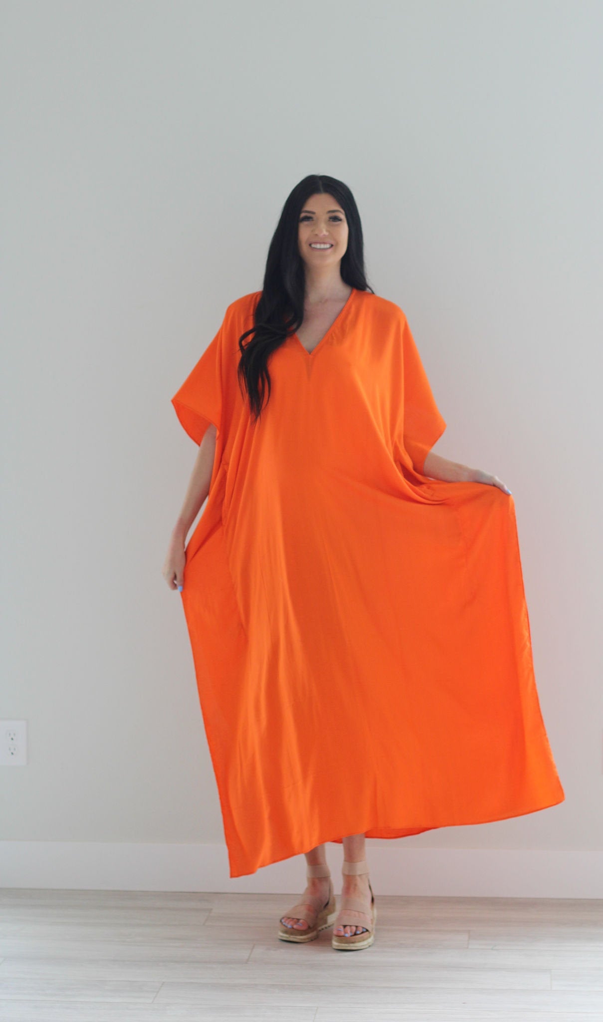 Orange Kaftan Dress, Plus Size Caftan Dress, Kaftan for Women, Maternity Dress