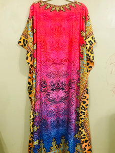 Tropical Caftan Dress in pink