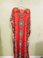 Load image into Gallery viewer, Mexican Kaftan Dress, Summer Caftan For Women, Loose Maxi Dress, Silk Abaya Dress
