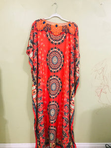 Mexican Kaftan Dress, Summer Caftan For Women, Loose Maxi Dress, Silk Abaya Dress