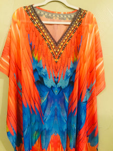 Tribal Kaftan Dress, Feather Caftan Dress, Plus Size Kaftan For Women, Boho Maxi Dress