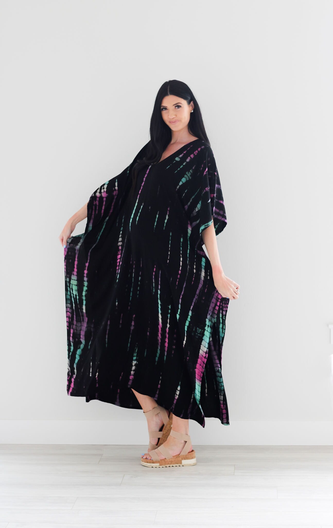 Tie Dyed Abaya Kaftan, Long Kaftan for women, Plus Size Abaya Dress, Kaftan for Women