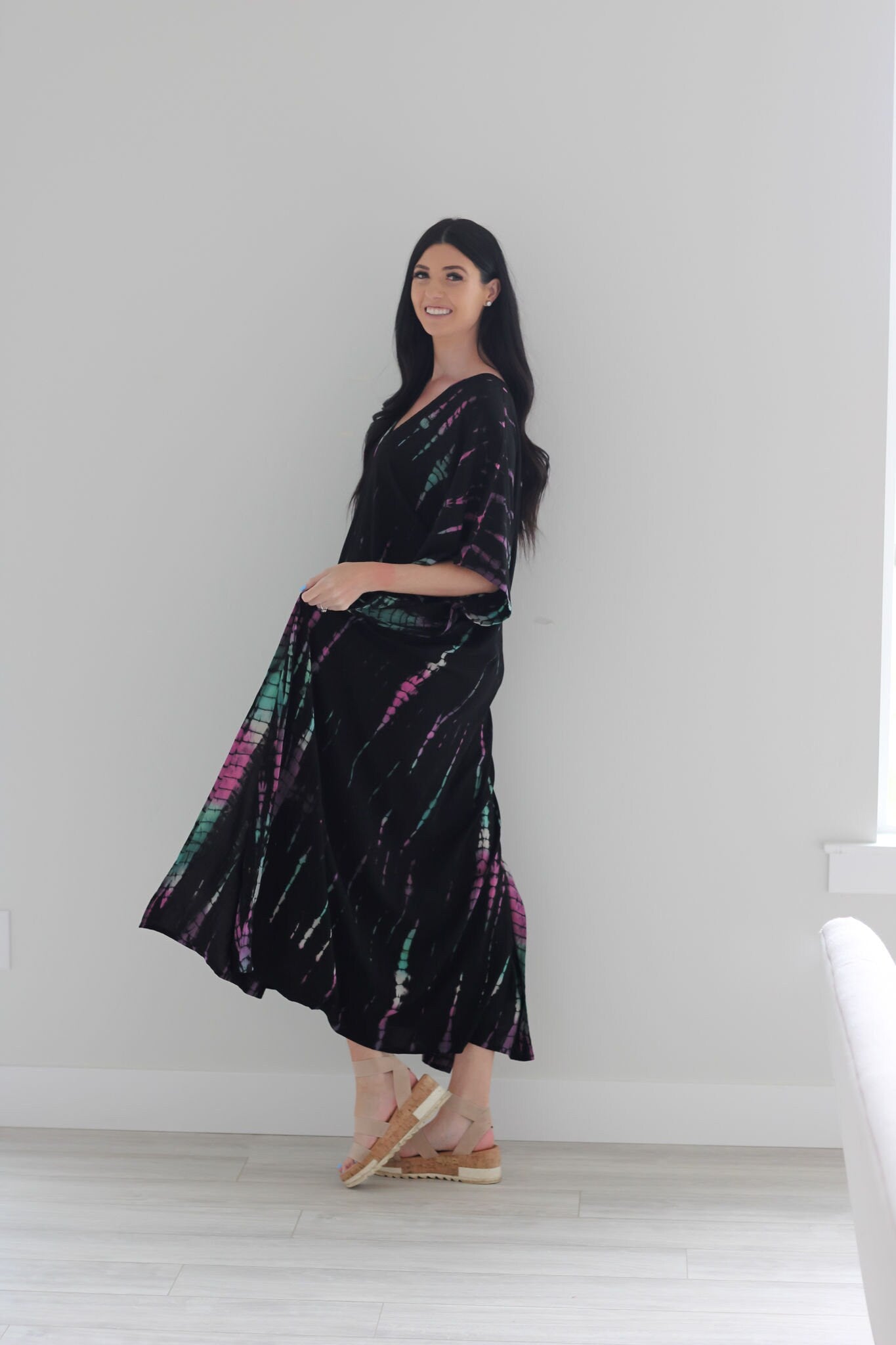 Tie Dyed Abaya Kaftan, Long Kaftan for women, Plus Size Abaya Dress, Kaftan for Women