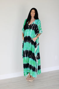 Hand tie dye kaftan dress for women