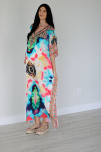 Abstract print caftan dress for women