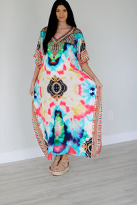 Abstract print caftan dress for women