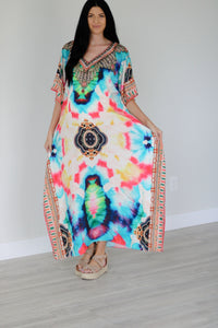 Abstract print caftan dress for women