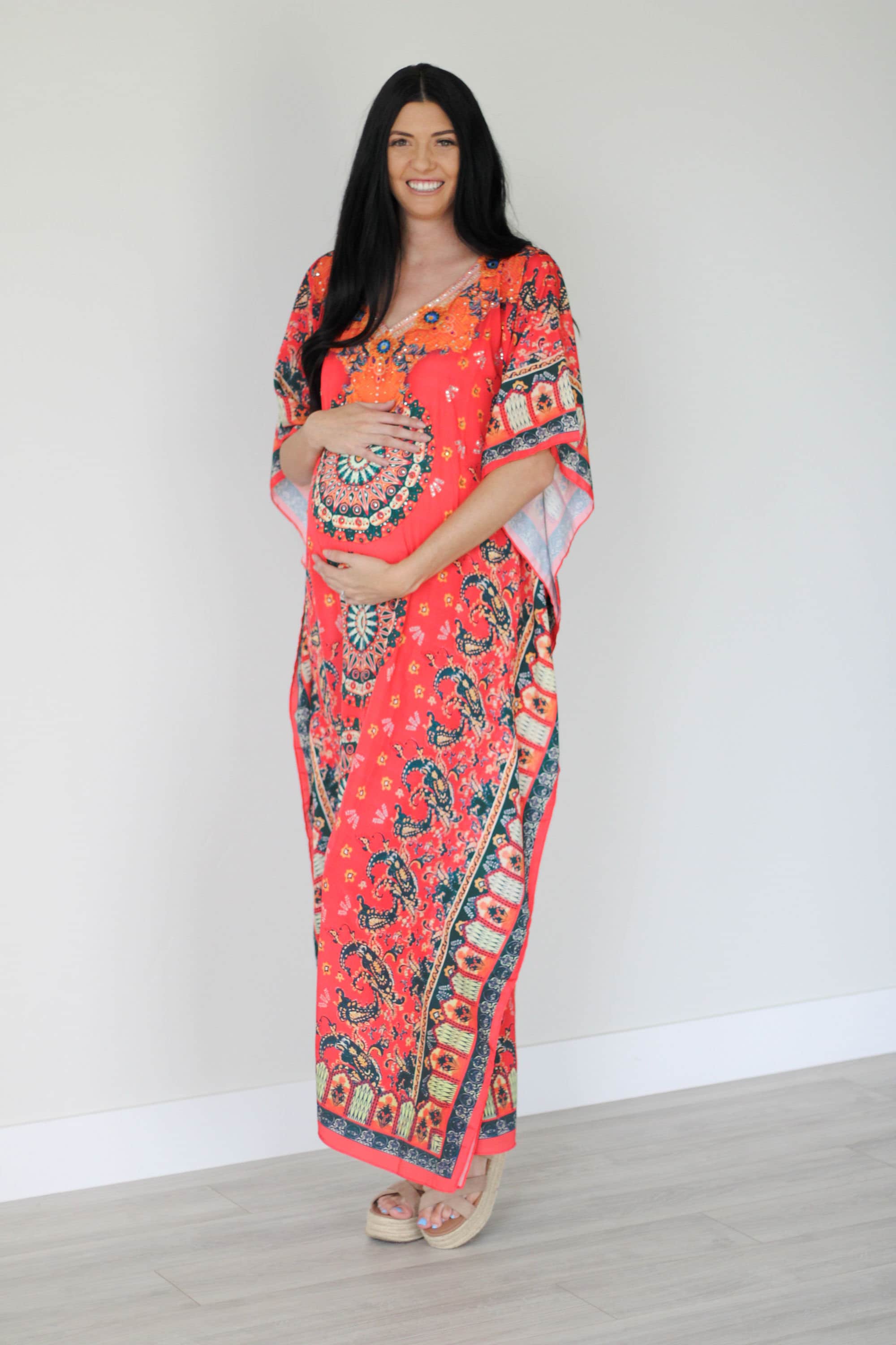 Mexican Kaftan Dress, Summer Caftan For Women, Loose Maxi Dress, Silk Abaya Dress