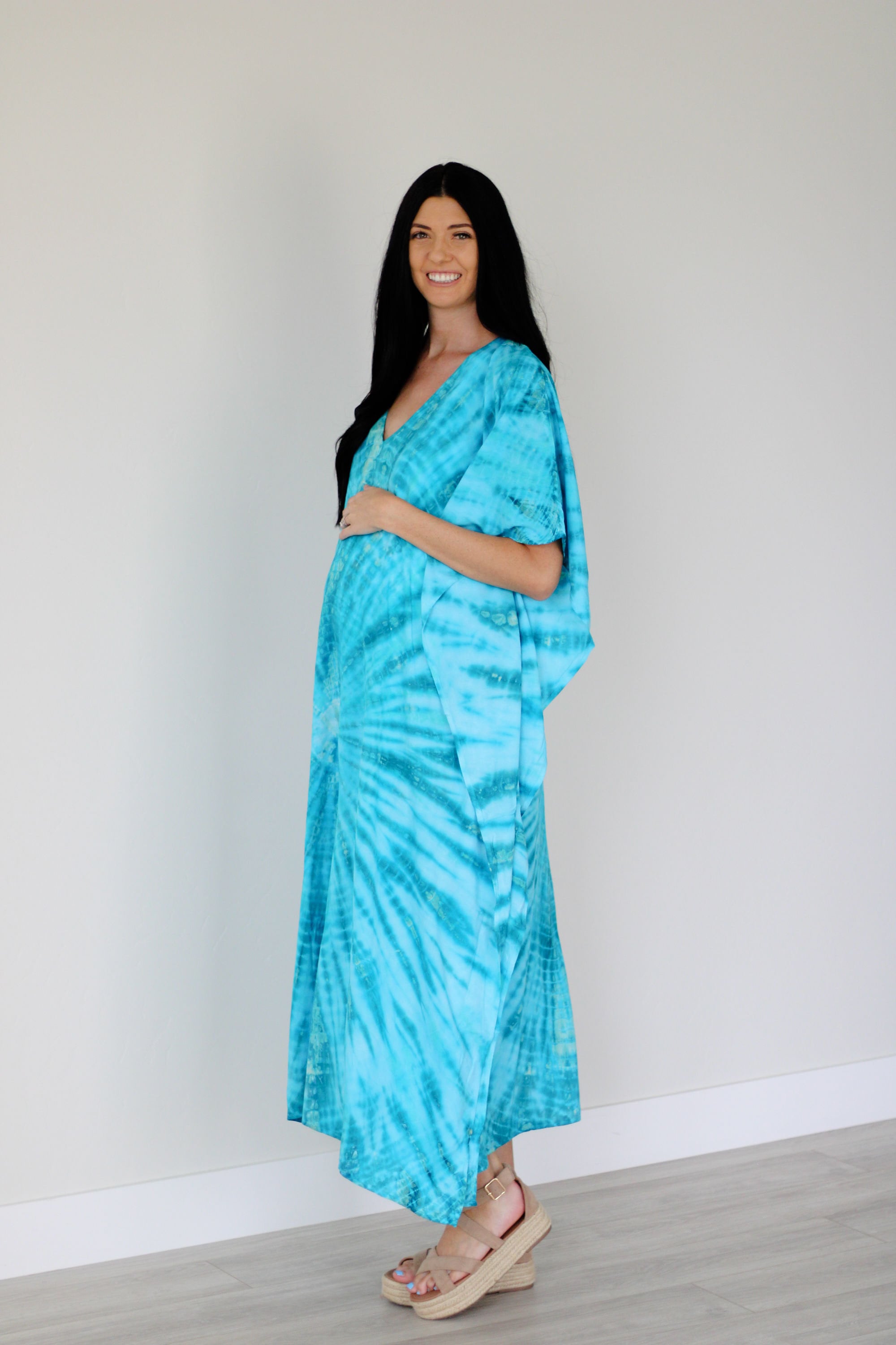 Tie dyed kaftan maxi dress