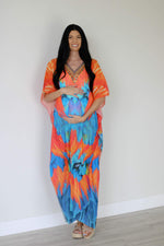 Load image into Gallery viewer, Tribal Kaftan Dress, Feather Caftan Dress, Plus Size Kaftan For Women, Boho Maxi Dress
