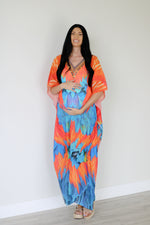 Load image into Gallery viewer, Tribal Kaftan Dress, Feather Caftan Dress, Plus Size Kaftan For Women, Boho Maxi Dress
