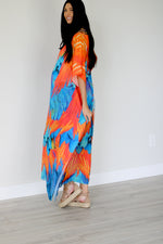 Load image into Gallery viewer, Tribal Kaftan Dress, Feather Caftan Dress, Plus Size Kaftan For Women, Boho Maxi Dress
