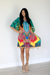 Tropical Kaftan Dress, Plus Size Kaftan Dress, African Dress, Midi Kaftan Dress