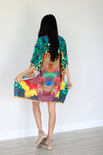 Load image into Gallery viewer, Tropical Kaftan Dress, Plus Size Kaftan Dress, African Dress, Midi Kaftan Dress
