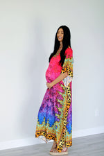 Load image into Gallery viewer, Tropical Caftan Dress in pink
