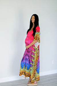 Tropical Caftan Dress in pink