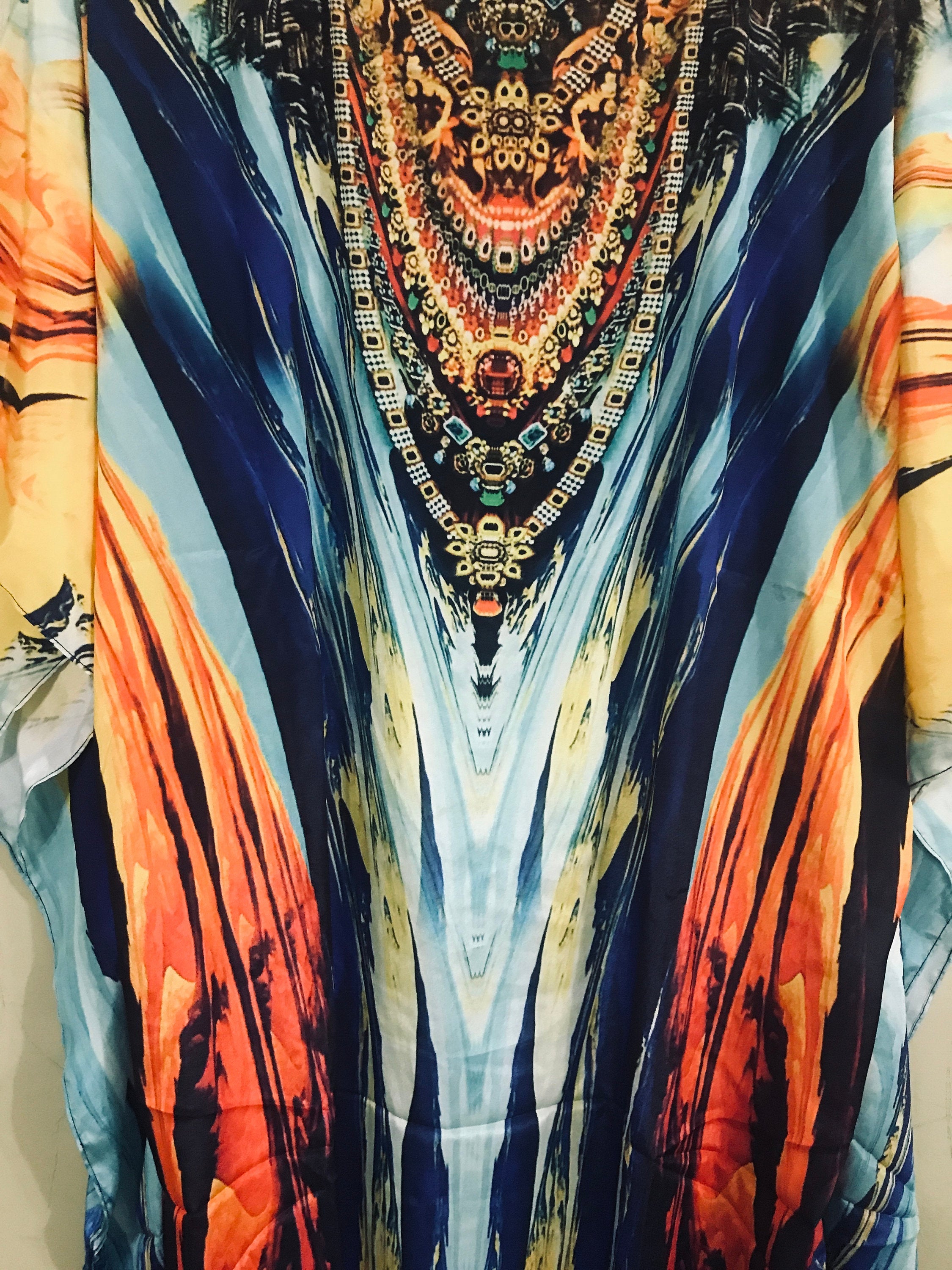 Watercolor Caftan Dress, Plus Size Kaftan Dress, Tribal Maxi Dress, House Lounge Kaftan