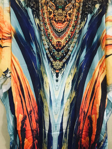 Watercolor Caftan Dress, Plus Size Kaftan Dress, Tribal Maxi Dress, House Lounge Kaftan