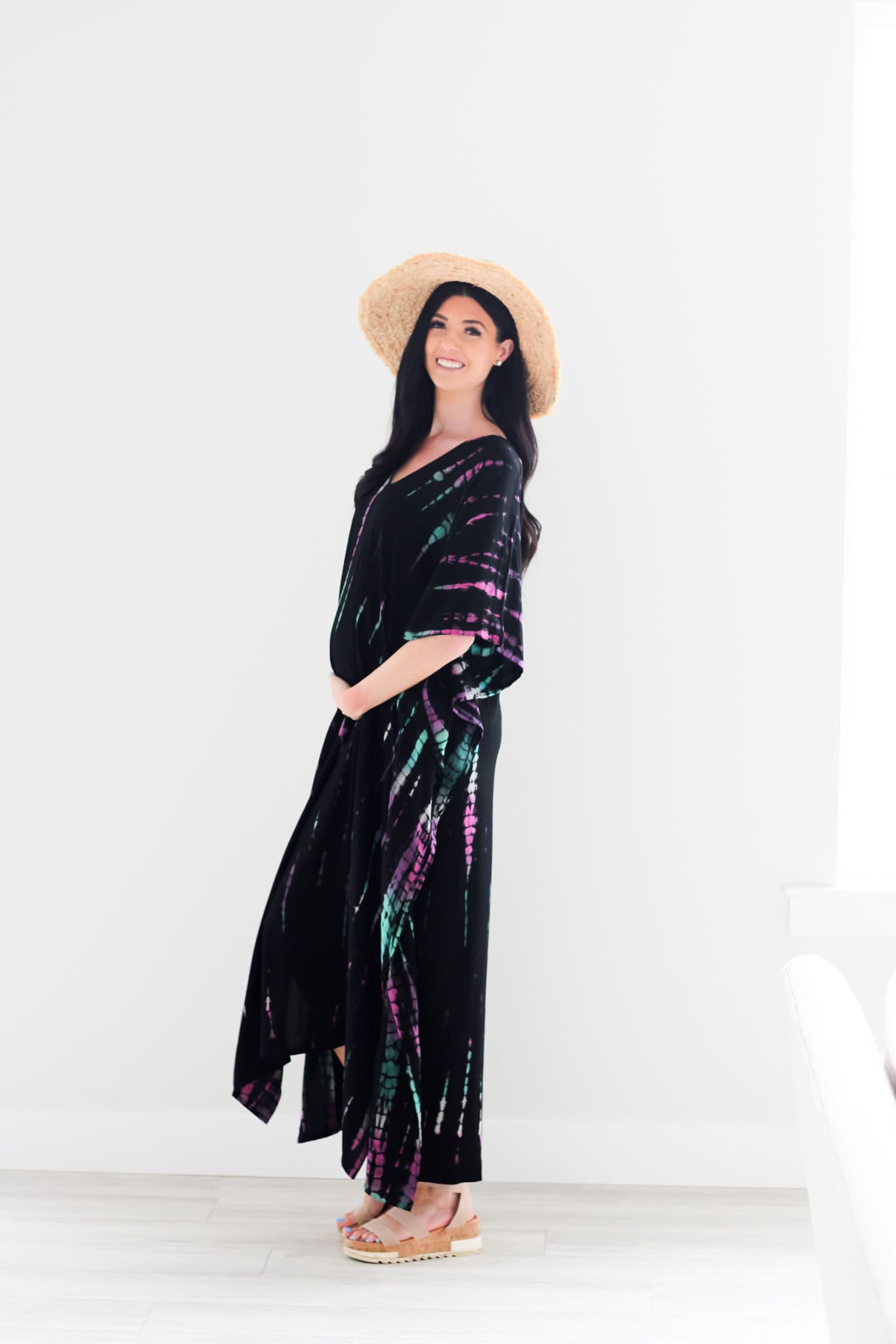 Tie Dyed Abaya Kaftan, Long Kaftan for women, Plus Size Abaya Dress, Kaftan for Women