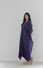 Load image into Gallery viewer, Purple Tie Dyed Kaftan, Maxi Kaftan Dress, Purple Abaya Dress, Plus Size Kaftan Dress
