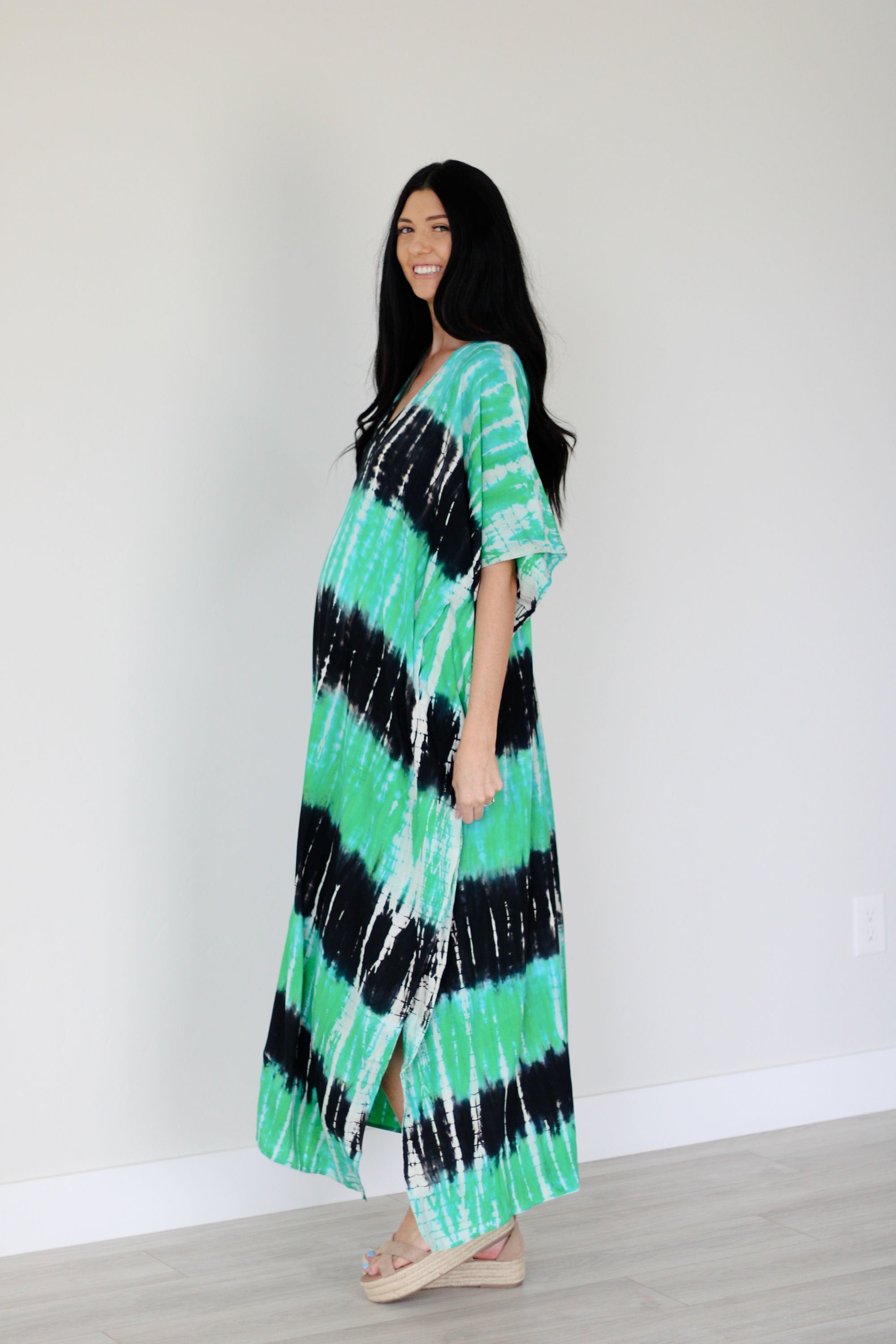 Hand tie dye kaftan dress for women