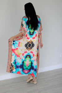 Abstract print caftan dress for women