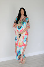Load image into Gallery viewer, Abstract print caftan dress for women
