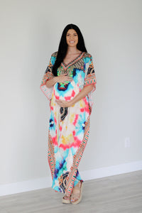 Abstract print caftan dress for women